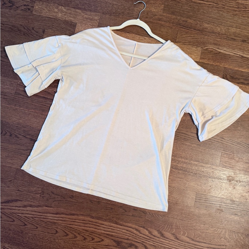 Cute Beige/Apricot Top with Ruffle Half Sleeves